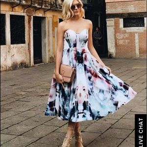 Stunning Strapless Floral Dress Size XS